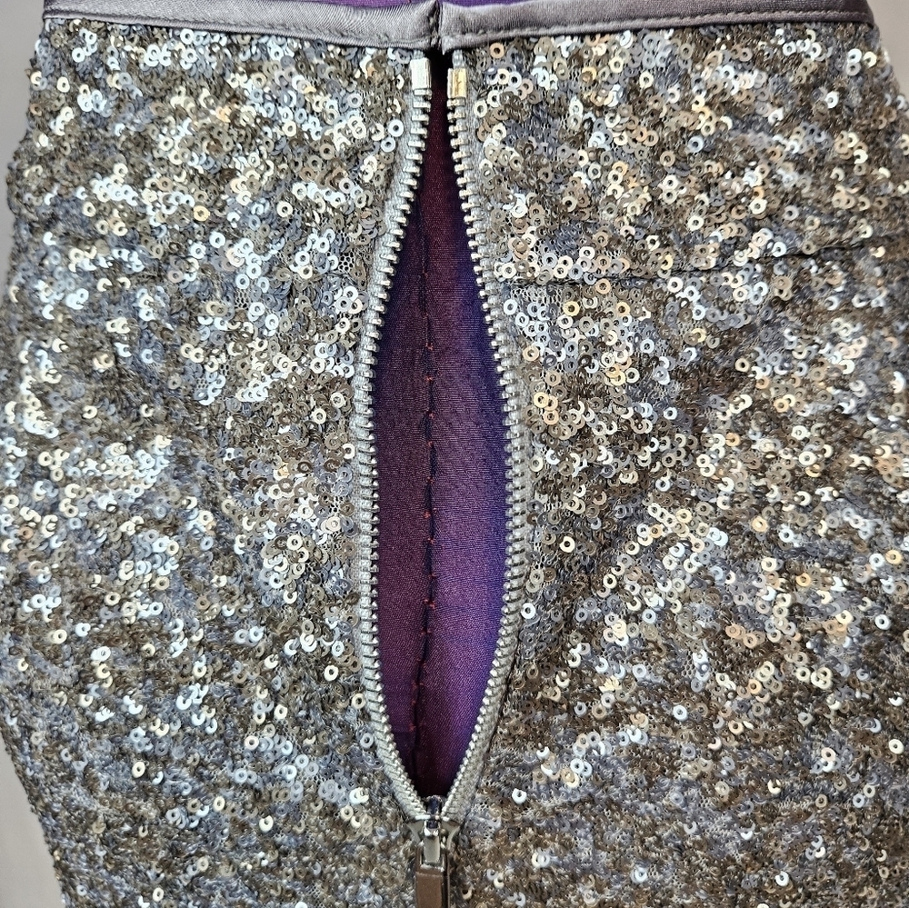 Cache Metallic Gold & Silver Sequin Mini Skirt Si… - image 5